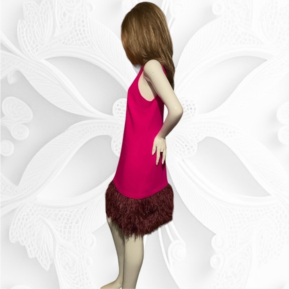 Trina Turk Berry Feather Shift Dress 6 - Picture 3 of 6